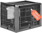 Petsfit premium wire dog cage cover with dual door access open.