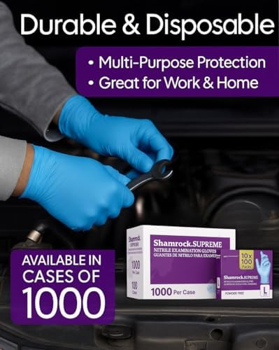 Case of 10 boxes blue nitrile disposable gloves 1000 count bulk pack