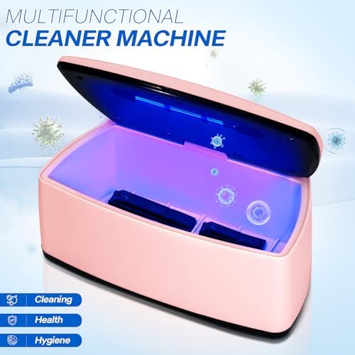 Pink double tube blue light sterilizer box showing internal compartment