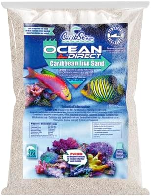 Carib Sea live sand 20 pound bag grain texture close up