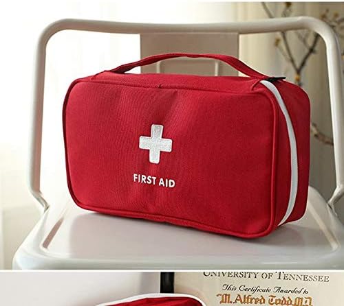 Durable polyester first aid organizer with elastic bands and zipper