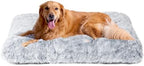 EHEYCIGA extra large plush faux fur pet mat inside a wire crate