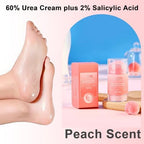 Forty gram peach scented urea cream stick for cracked heel repair and deep hydration.