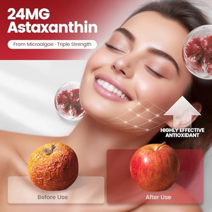 VivoNu Astaxanthin supplement showing ingredient list with lycopene and grape seed extract.