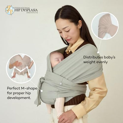 Side view of the adjustable sizing straps on the Konny breathable baby wrap sling.