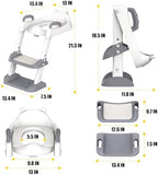 HBTower toddler toilet seat trainer side view showing five height adjustable step settings