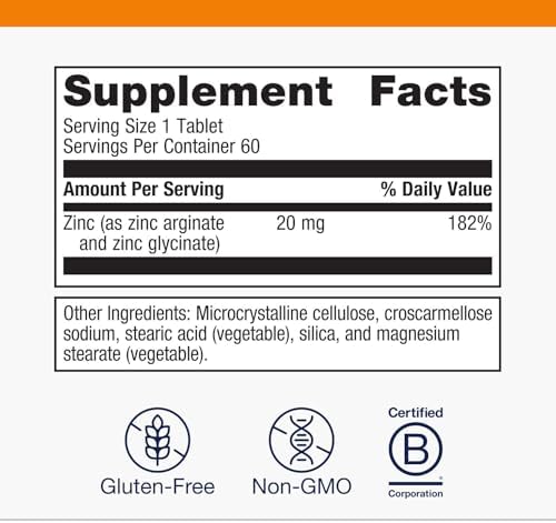 Metagenics Zinc AG highly absorbable dietary supplement side label ingredients view