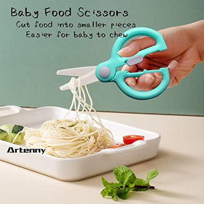 Artenny ceramic food cutter slicing cooked noodles into small baby portions