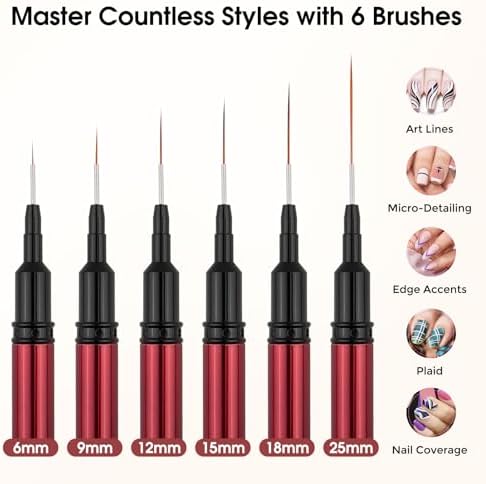 Ipencillo nail design brushes with metal handles