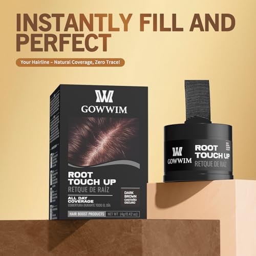 Gowwim dark brown hair powder compact mirror open