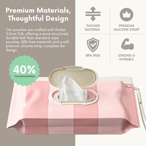Side view of Moodie travel wipe case with silicone strap