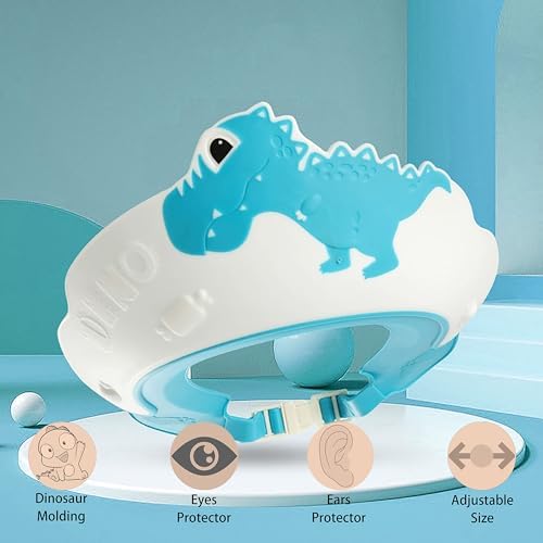 Adjustable shampoo visor hat for kids showing ear protection flaps