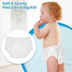 Side profile view highlighting the rip-proof stitching of premium toddler training underwear.