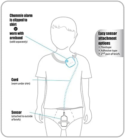 Chummie Elite Blue Alarm for deep sleepers showing clothing attachment clip