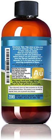 NutriNoche colloidal gold bottle showing purity specifications