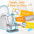 HBTower non slip wide steps and safety handles on grey toddler bathroom ladder