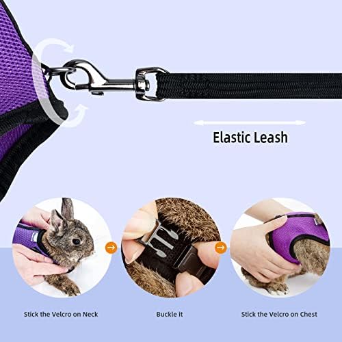 Niteangel large pink rabbit harness with elastic leash attached