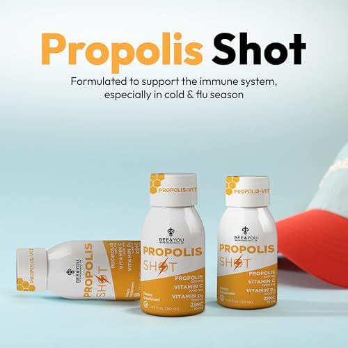 BEE & YOU natural propolis shot supplement box with individual bottles