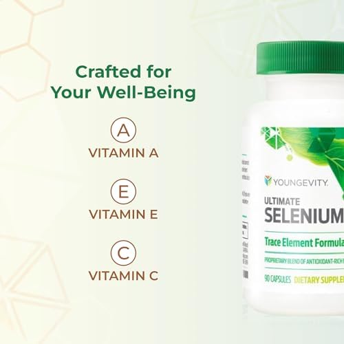 Youngevity Ultimate Selenium capsules side panel detailing daily vitamins and superfood cofactors