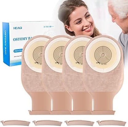Heagimed one piece cut to fit drainable colostomy bags front view pack of twenty