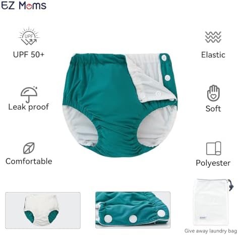 EZ Moms washable swim diapers side snap detail