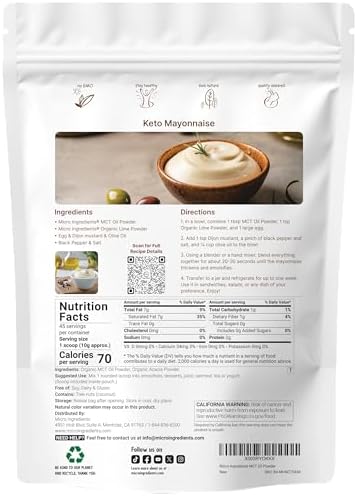 C8 and C10 medium chain triglycerides powder from organic coconuts