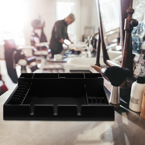 Beatifufu hair clipper station organizer filled with professional scissors and guard combs