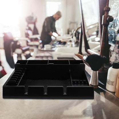 Beatifufu hair clipper station organizer filled with professional scissors and guard combs