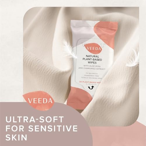 Biodegradable feminine wipes with aloe vera and chamomile extract.