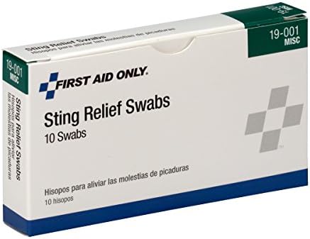 Medicated sting relief swabs individually wrapped for first aid kits