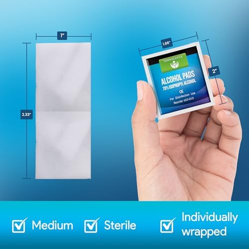 Sterile 2-ply alcohol wipes for first aid and injection skin prep.