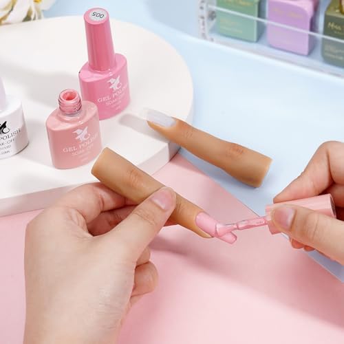 Flexible silicone nail training finger model bending at joints