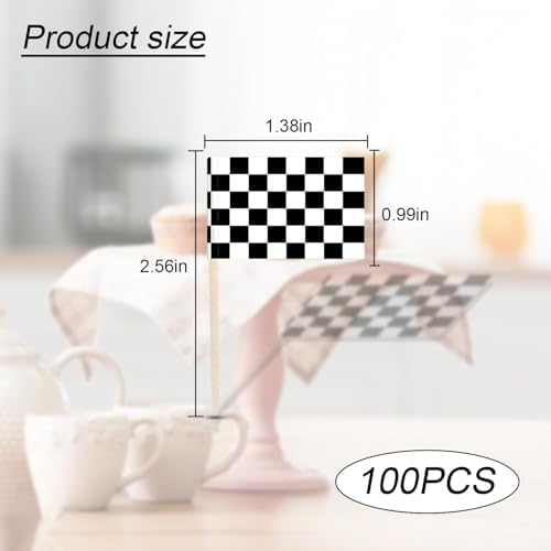 Pre-assembled checkered flag toothpicks for sports event