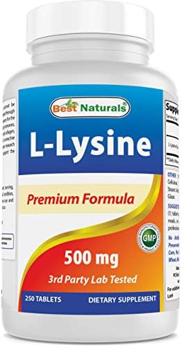 Best Naturals L-Lysine dietary supplement bottle side profile view