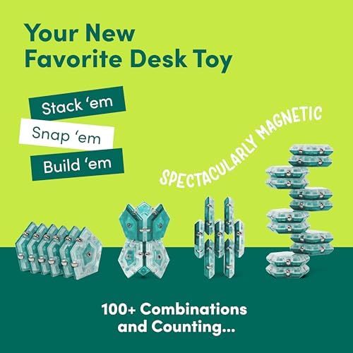 Speks Geode aqua magnetic pieces self aligning into an architectural tower shape.
