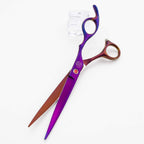 Full purple pet grooming scissors set with cleaning cloth and storage case