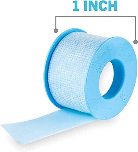 Nexcare hypoallergenic blue silicone tape rolls showing the 1 inch width.