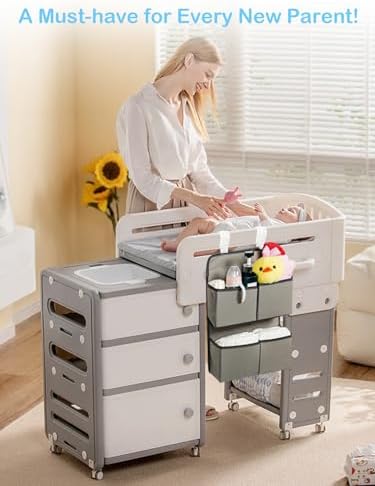 Kikjok nursery caddy mounted on a changing table