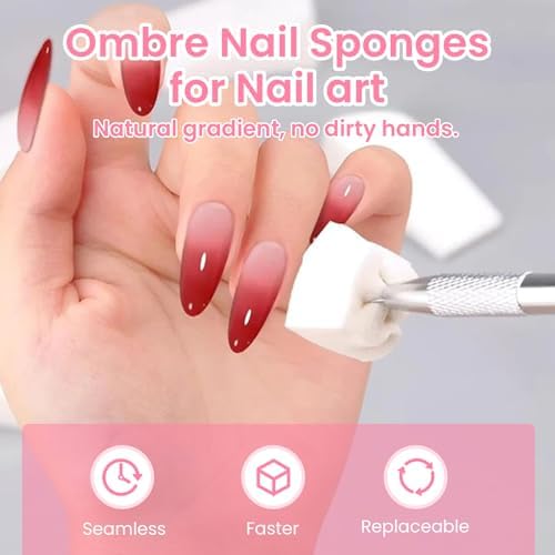 Close up of Esuohym nail art grabbing pen holding a soft sponge