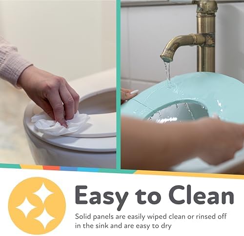 White folding travel toilet seat trainer from Nuby with integrated splash guard