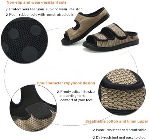 Unisex diabetic slippers for swollen feet with breathable mesh