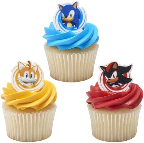Assorted Sonic Tails and Shadow rings for dessert decoration