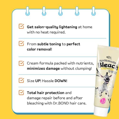 Unboxed contents of the eZn high-lifting cream bleach including gloves, gown, and ampoule.