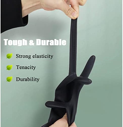 VOVCIG reusable black gloves showing the extended cuff layout for waterproof wrist protection