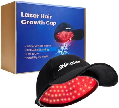 Nicoler laser cap showing red light therapy diodes
