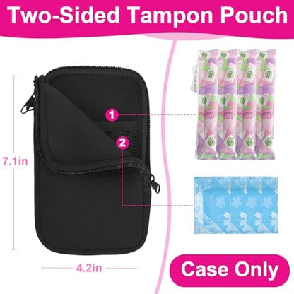 Portable period essentials bag showing dual-sided storage capacity