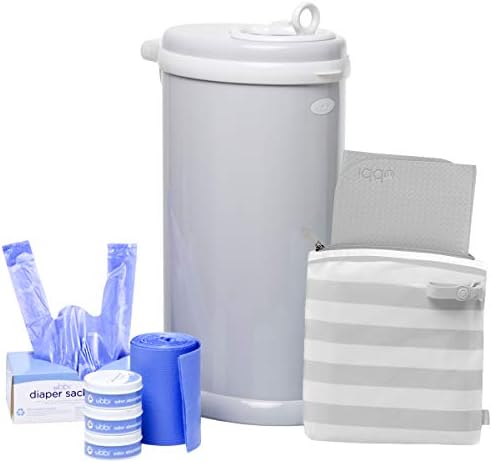 Ubbi steel diaper pail open lid view