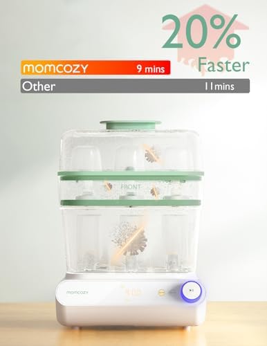 Momcozy baby bottle sterilizer and dryer side profile