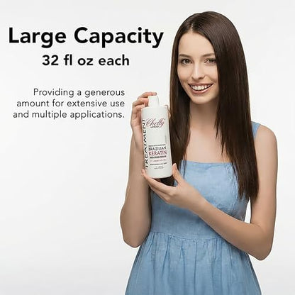 Side profile of Chelly Superior Brazilian Keratin 32 fluid ounce bottle