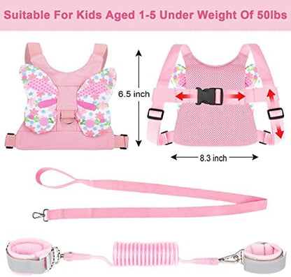 Child wearing Accmor butterfly harness and safety leash